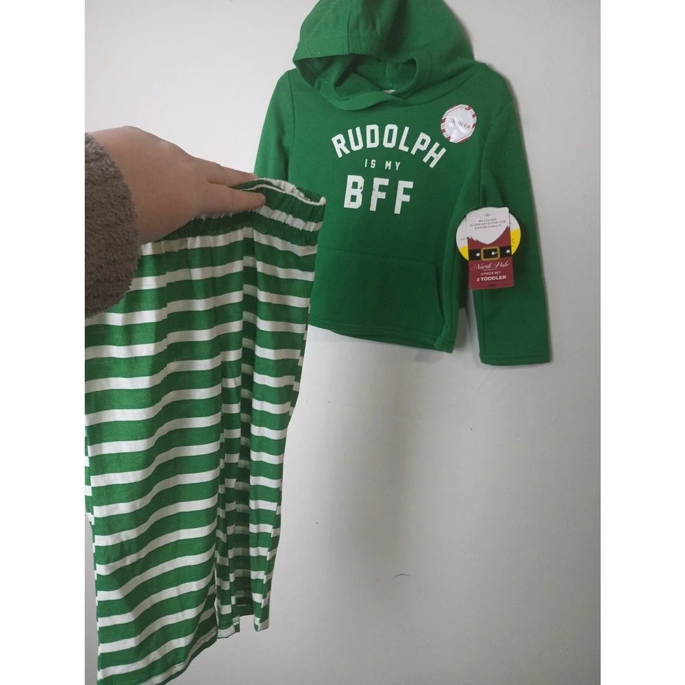 North Pole Trading Co Rudolph Bff Toddler Unisex 2- Pc Christmas Pajamas‎ 2T NWT